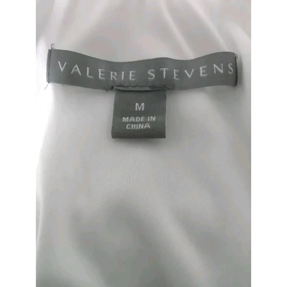 Valerie Stevens Shirt Women's Size Medium Long Sleeve Lined Holiday Glitz  White